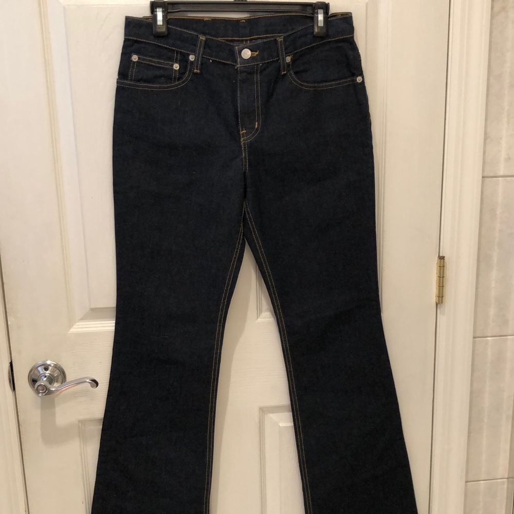 Polo Ralph Lauren Dark Wash Contrast Stitch Flare Low Rise Jeans